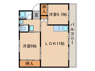 ビレッジハウス直方2号棟の物件間取画像